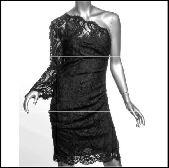 Emilio Pucci one shoulder black lace dress sz 40 / 6 - Picture 4 of 16